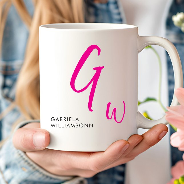 Monogram för svart och Rosa Kaffemugg (Skapare uppladdad)