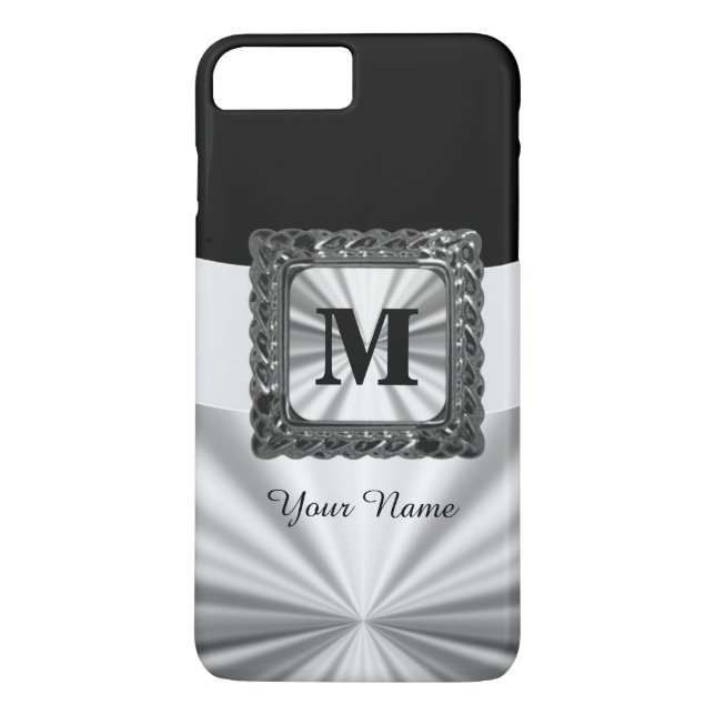 Monogram för svart och silver Case-Mate iPhone skal (Baksida)