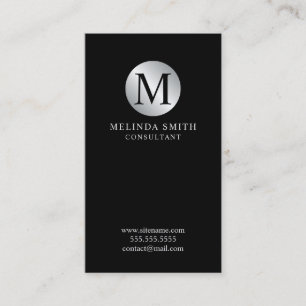 Monogram för svart och Silver Elegant Visitkort