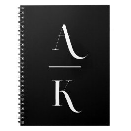 Monogram för svart och vit modern elegant anteckningsbok