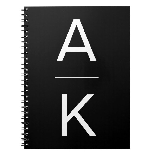 Monogram för svart och vit modern personlig anteckningsbok (Framsidan)