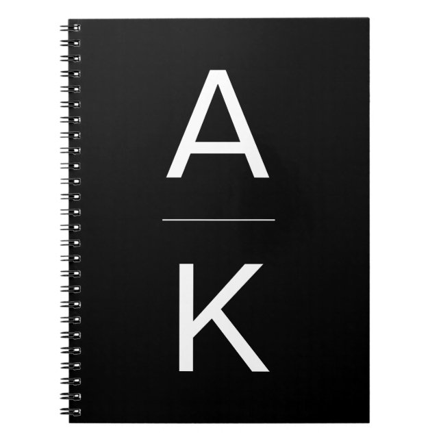 Monogram för svart och vit modern personlig anteckningsbok (Framsidan)