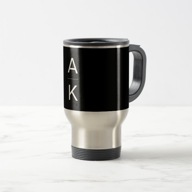 Monogram för svart och vit modern personlig resemugg (Framsida höger)
