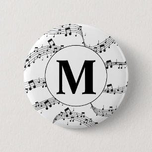 Monogram för svart och vit musik knapp