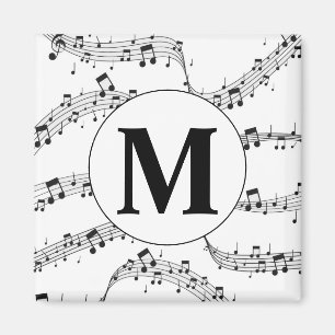 Monogram för svart och vit musik magnet