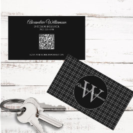 Monogram för svart och vitt papper visitkort