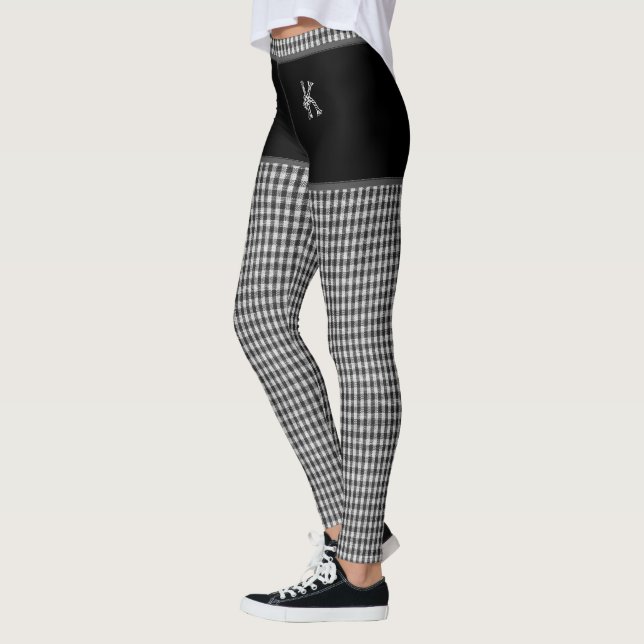 Monogram för svart utskrift av strukturerad Person Leggings (Vänster)