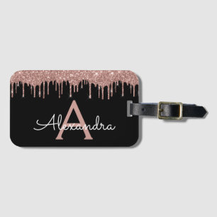 Monogram för Svarta Glitter-Gnistran ro Bagagebricka