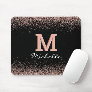 Monogram för Svarta Ro Guld Glitter Musmatta