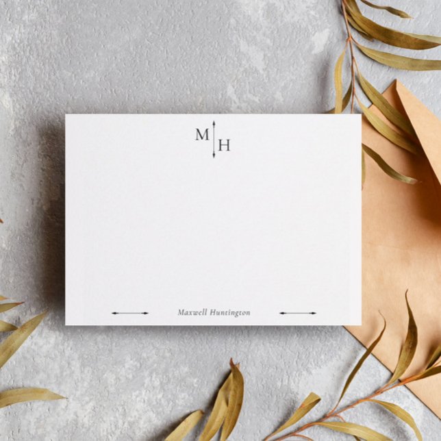 Monogram för svartvit Elegant med minimalistisk pi Anteckningskort (Skapare uppladdad)