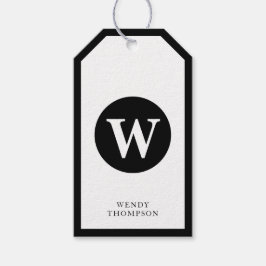 Monogram för svartvit enkel minimalistisk cirkel presentetikett