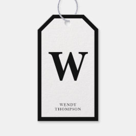 Monogram för svartvit enkel minimalistisk Elegant Presentetikett