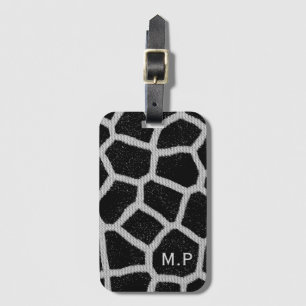 Monogram för svartvit giraffe bagagebricka