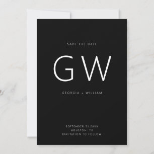 Monogram för svartvit minimal typografi spara datumet