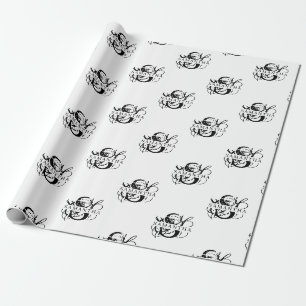 Monogram för svartvit utpräglat skript för chic presentpapper