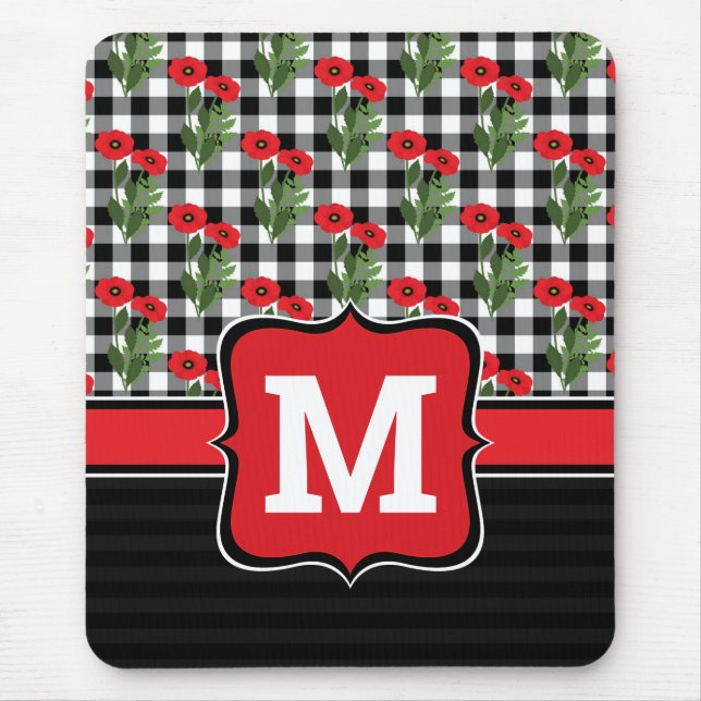 Monogram för svartvita vallar i shabby chic musmatta (Framsidan)