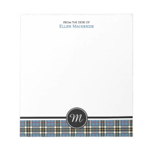 Monogram för Tartan för klänning för klanThomp Anteckningsblock