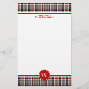 Monogram för Tartan för klänning för Thompson Brevpapper