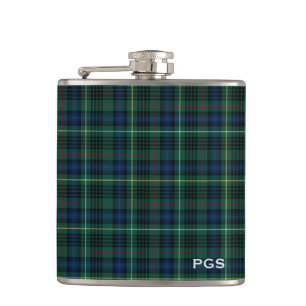 Monogram för Tartan för klanStewart grön jakt Fickplunta
