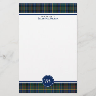 Monogram för Tartan för MacMillan klanjakt Brevpapper
