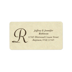 Monogram för texturerad Cream-returadress Adressetikett