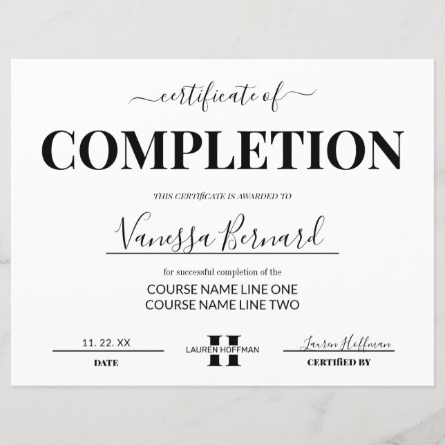 Monogram för tilldelning av intyg om avslutningsku (Framsida)