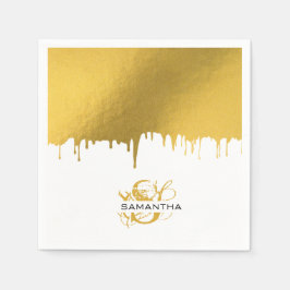 Monogram för Trendig Guld Metallic Drives Pappersservett
