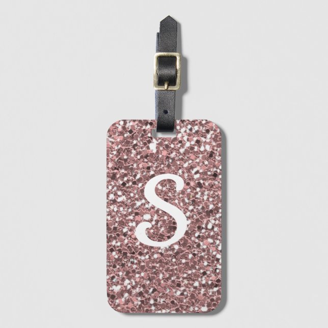 Monogram för Trendig Ro-Glitter Bagagebricka (Framsida vertikal)