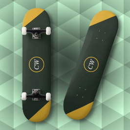 Monogram för två tonvis Guld och Grönt av skog Mini Skateboard Bräda 18,5 Cm