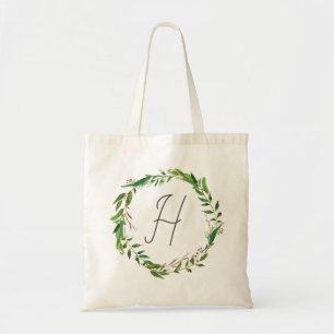 Monogram för utandning av botaniskt Boho Laurel Tygkasse