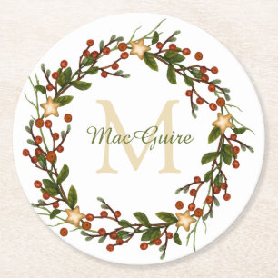 Monogram för utandning av elegant underlägg papper rund