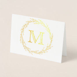 Monogram för utandning av guld Löv Folierat Kort