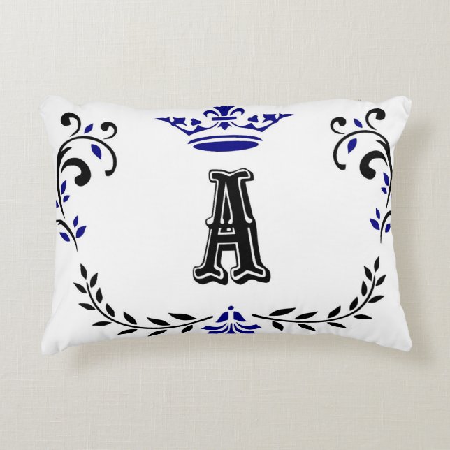 Monogram för utandning av krona prydnadskudde (Framsidan)