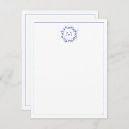 Monogram för utandning av kustblått och vitt stjär anteckningskort