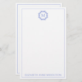 Monogram för utandning av kustblått och vitt stjär brevpapper