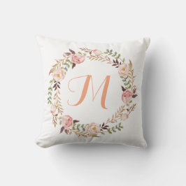 Monogram för utandning av rustisk Blommigt Kudde