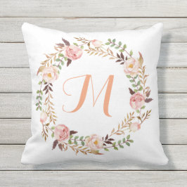 Monogram för utandning av rustisk Blommigt Kudde