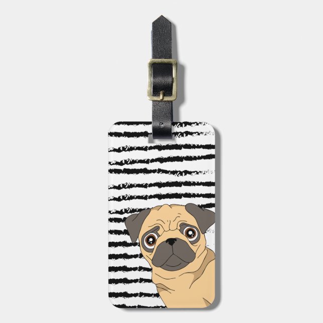 Monogram för utformningen Cute Pug mönster Bagagebricka (Vertikal Framsida)