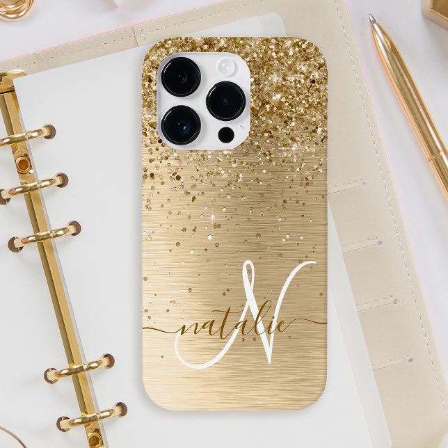 Monogram för utskrift av Guld Brushed Metall Glitt (Skapare uppladdad)