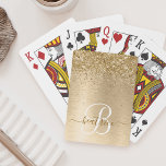 Monogram för utskrift av Guld Brushed Metall Glitt Casinokort<br><div class="desc">Anpassa enkelt det här trendigets chic-kort med söt guld mousserande faux glitter på en guld borstad metallbakgrund.</div>