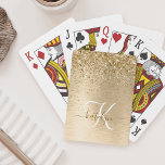 Monogram för utskrift av Guld Brushed Metall Glitt Casinokort<br><div class="desc">Anpassa enkelt det här trendigets chic-kort med söt guld mousserande faux glitter på en guld borstad metallbakgrund.</div>