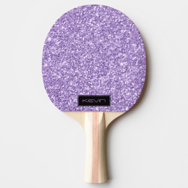 Monogram för utskrift av Lavender Lila Glitter Str Pingisracket (Framsidan)