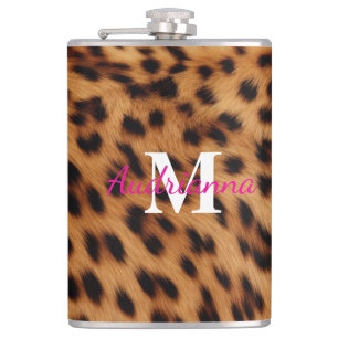 Monogram för utskrift av leopard på djur fickplunta