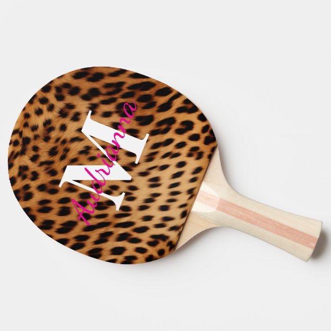 Monogram för utskrift av leopard på djur pingisracket (Sidan)