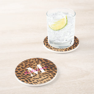 Monogram för utskrift av leopard på djur underlägg
