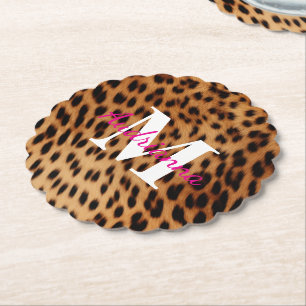 Monogram för utskrift av leopard på djur underlägg papper