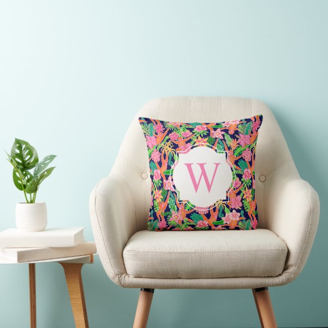 Monogram för utskrift av marinapor i Preppy Handfl Kudde (Stol)