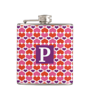 Monogram för valentinhjärtatäcke fickplunta