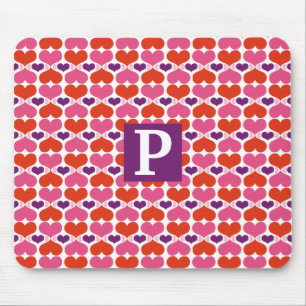 Monogram för valentinhjärtatäcke musmatta