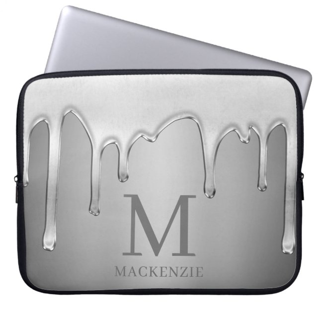 Monogram för vätskekroppen Silver Metall Laptop Fodral (Framsidan)